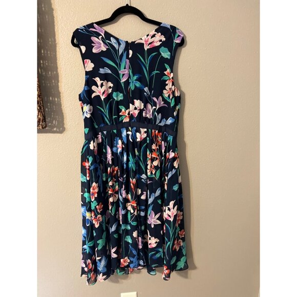 Talbots  Dress Blue Green 12 Multi A Line Washable Career Church Summer Washable - Picture 7 of 8